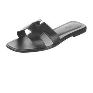 Hermes Black Slide Sandals